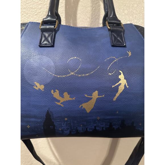 NWOT Loungefly Disney Peter Pan On to Neverland Night Sky Satchel Bag Purse Hook - Picture 2 of 10